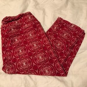 Lularoe TC leggings. Red and white print. EUC.